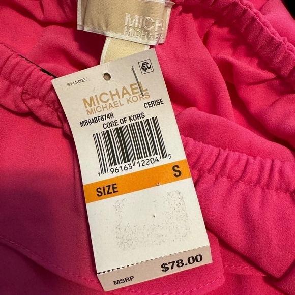 MICHAEL Michael Kors Ruffled Peasant Blouse Size Small Color Cerise - Picture 7 of 7